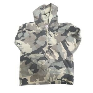 True Religion Kids Size 6 Camo Zip Up Hoodie Gold Horseshoe Logo Camouflage